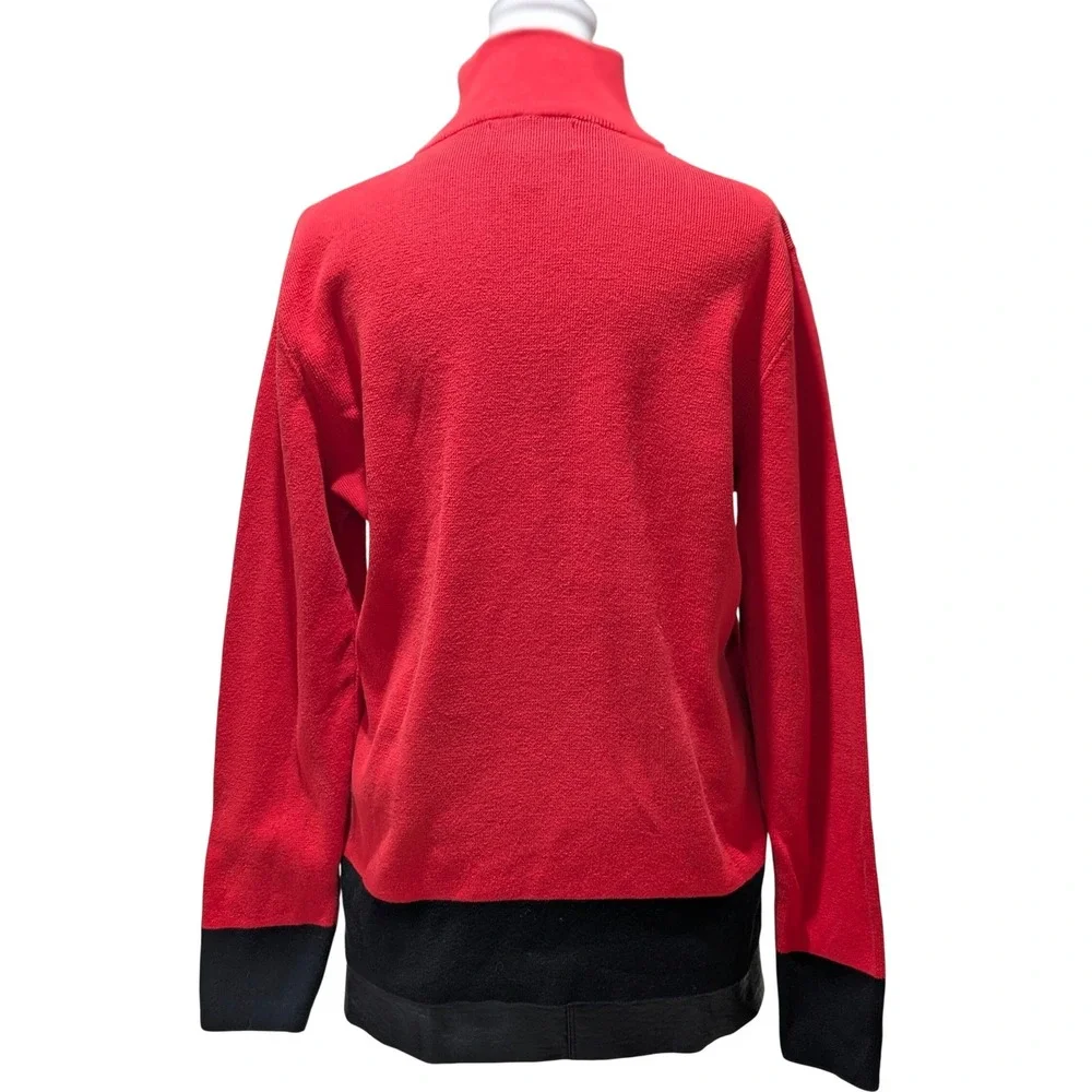 Lauren Active Ralph Lauren Red Colorblock‎ 1/4 Zip Sweater White Trim XL